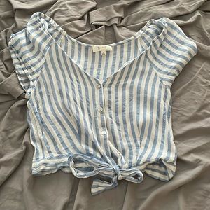 White & Light Blue striped Top